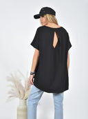 Μαύρο oversized ασύμμετρο t-shirt