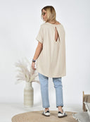 Μπεζ oversized ασύμμετρο t-shirt