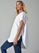 Λευκό oversized V-neck t-shirt