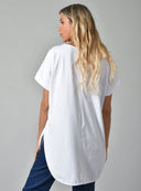 Λευκό oversized V-neck t-shirt