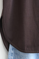 Καφέ oversized V-neck t-shirt