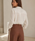 Figaro Καφέ lurex trim σορτς
