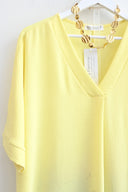 Fluo Κίτρινο oversized μπλούζα με V λαιμόκοψη
