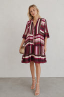 Μπορντό πολύχρωμο striped mini φόρεμα