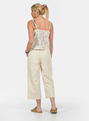 FIGARO Cream cropped wide leg παντελόνι