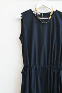 Μπλε drawstring poplin φόρεμα