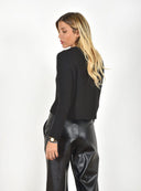 FIGARO μαύρη lurex trim crop ζακέτα