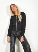 FIGARO μαύρη lurex trim crop ζακέτα