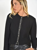 FIGARO μαύρη lurex trim crop ζακέτα