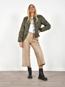 FIGARO μπεζ leather look crop παντελόνι