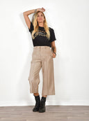 FIGARO μπεζ leather look crop παντελόνι