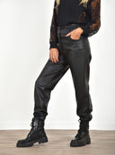 FIGARO μαύρο mom fit frilled waist παντελόνι