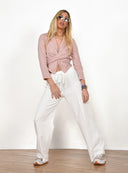 FIGARO Off white wide leg παντελόνι