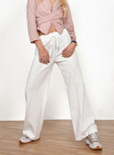 FIGARO Off white wide leg παντελόνι