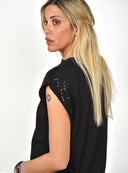 FIGARO Μαύρο sequin sleeve t-shirt