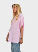 Pink oversized μπλούζα με V λαιμόκοψη