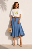 Μπλε asymmetrical denim φούστα