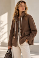 Καφέ bouclé zip jacket