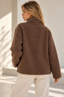 Καφέ bouclé zip jacket
