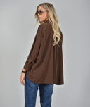 Ανοιχτό Καφέ ασύμμετρο oversized πουκάμισο
