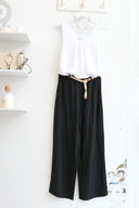 Μαύρη wide leg παντελόνα με ζώνη