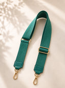 Σμαραγδί  leather detail crossbody strap χρυσές λεπτομέρειες