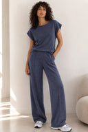 Μπλε relaxed knit σετ