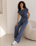 Μπλε relaxed knit σετ