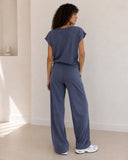 Μπλε relaxed knit σετ