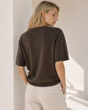 Καφέ V-neck knit top
