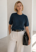 Μπλε short sleeve knit top