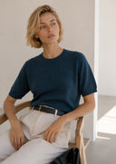 Μπλε short sleeve knit top