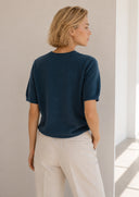 Μπλε short sleeve knit top
