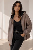 Πούρου faux leather hooded jacket