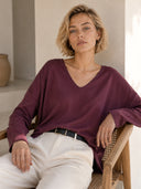 Δαμασκηνί V-neck oversized μπλούζα
