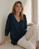 Μπλε V-neck oversized μπλούζα