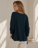 Μπλε V-neck oversized μπλούζα