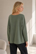 Χακί V-neck oversized μπλούζα