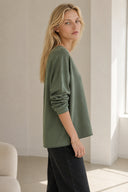 Χακί V-neck oversized μπλούζα