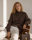 Καφέ button detail turtleneck sweater
