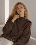 Καφέ button detail turtleneck sweater
