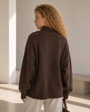 Καφέ button detail turtleneck sweater