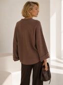 Καφέ oversized brooch knit top
