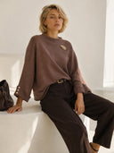 Καφέ oversized brooch knit top