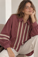 Βυσσινί embroidered oversized shirt