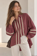 Βυσσινί embroidered oversized shirt