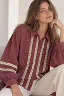 Βυσσινί embroidered oversized shirt