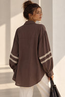 Καφέ embroidered oversized shirt