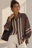 Καφέ embroidered oversized shirt