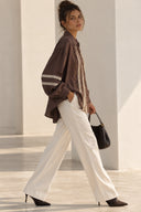 Καφέ embroidered oversized shirt